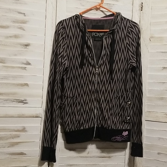 Black and grey FOX Ladies hoodie - Picture 1 of 4